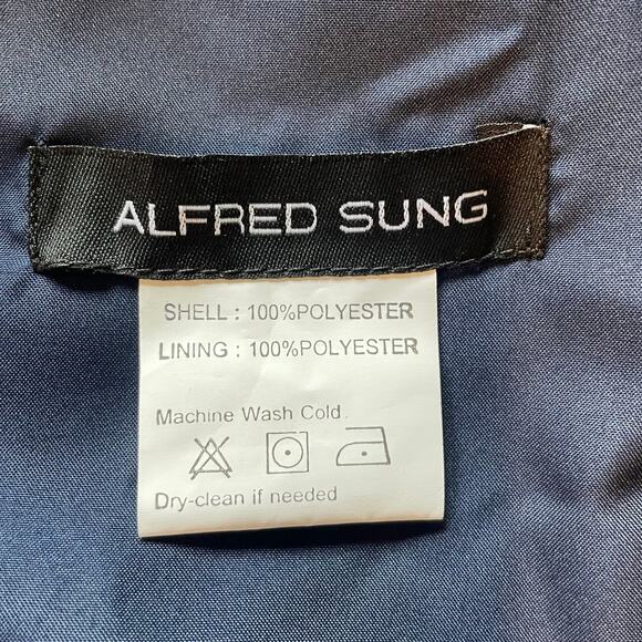 Alfred Sung NWT Gown Maxi Dress NWT Satin V-Neck Pockets D778 Midnight Sz 14 - Picture 3 of 11